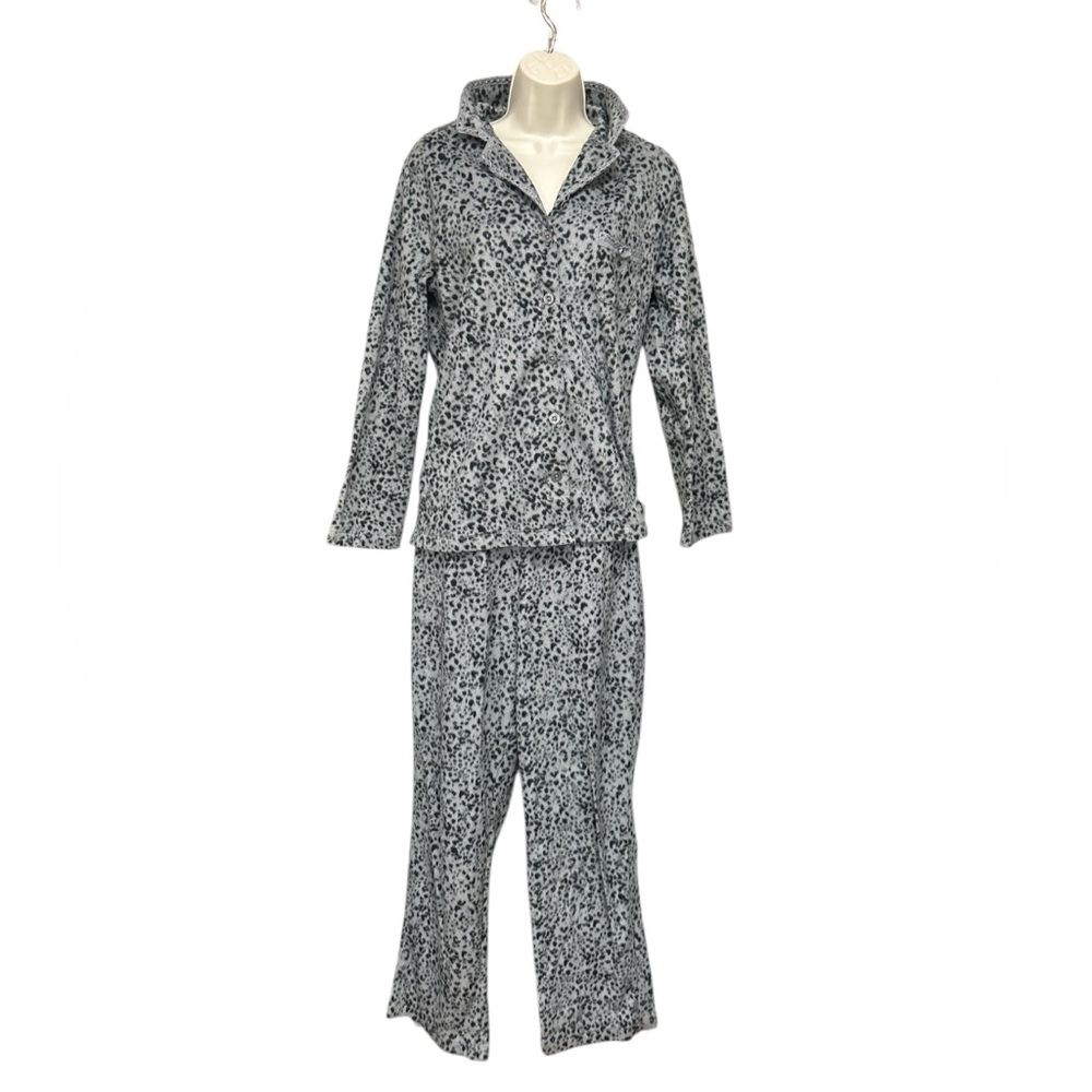 Ann Klein  Cozy ladies fleece  Pajamas in Black and Gray